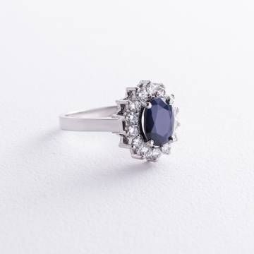 Серебряное кольцо с сапфиром и фианитами GS-01-012-3110 Серебряное кольцо с сапфиром и фианитами GS-01-012-3110