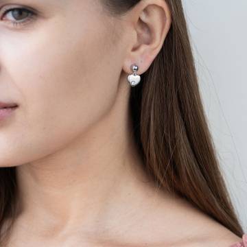 Золотые серьги - пусеты "Сердечки" с фианитами с07015 Золотые серьги - пусеты "Сердечки" с фианитами с07015