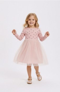 В’язана сукня з фатином - рожевий