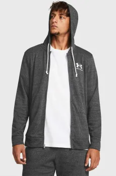 Мужское темно-серое худи UA Rival Terry LC FZ Серый 3XL Under Armour 1370409-025