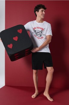 Бавовняна двочастинна піжама з принтом - різнобарвний