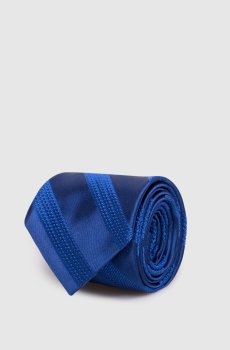 Синий галстук с шелком в полоску