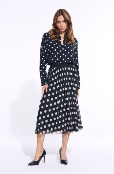 Плісирована міді спідниця в горох - різнобарвний