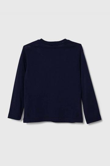 Хлопковый детский лонгслив United Colors of Benetton цвет синий меланж Хлопковый детский лонгслив United Colors of Benetton цвет синий меланж