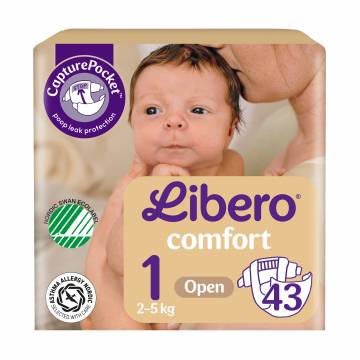 Подгузники Libero Comfort размер 1 (2-5 кг), 43 шт