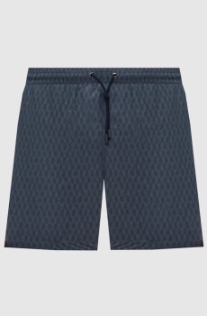 Синие шорты для плавания в брендовый принт