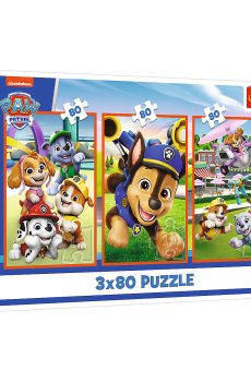 Пазлы 3 в 1 Trefl Paw Patrol Собачья банда, от 5 лет, 27.5*18 см, 3*80 элементов (34886)