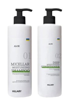 Набор Hillary Aloe Deep Moisturizing для сухих волос (шампунь, 500 мл + кондиционер, 500 мл)