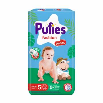 Подгузники-трусики Pufies Pants Fashion & Nature размер 5 Junior (12-17 кг), 40 шт Подгузники-трусики Pufies Pants Fashion & Nature размер 5 Junior (12-17 кг), 40 шт