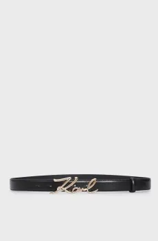 Женский черный кожаный ремень K SIGNATURE BELT Черный L Karl Lagerfeld 205W3103