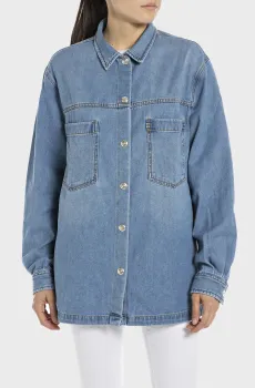 Женская голубая джинсовая рубашка Голубой M Replay W2363 .000.624 69A