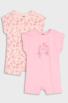 Бавовняні ромпери 2 pack - рожевий