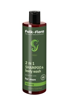Мужской увлажняющий шампунь-гель для душа 2 в 1 Folk & Flora 2 In 1 Shampoo & Body Wash, 400 мл