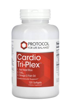 Красный дрожжевой рис с омега-3 и коэнзимом Q10 Protocol For Life Balance Cardio Tri-Plex, 120 гелевых капсул