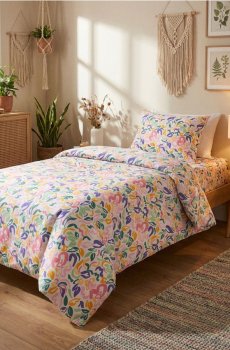 Комплект постільної білизни з квітами - різнобарвний