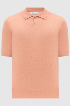 Оранжевое поло из льна и шелка