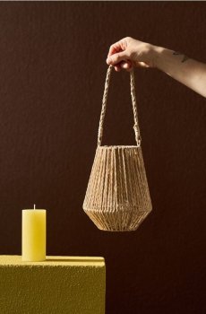 Плетений підвісний ліхтар - бежевий