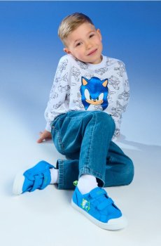 Бавовняні кеди зі шкіряною устілкою Sonic the Hedgehog - синій