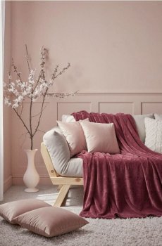 Однотонний плед - буряковий