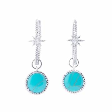 Серебряные серьги (фианиты, им. бирюза) 122071 Серебряные серьги (фианиты, им. бирюза) 122071