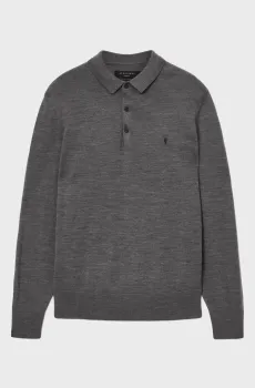Мужское серое шерстяное поло MODE MERINO Серый XL AllSaints M085KB