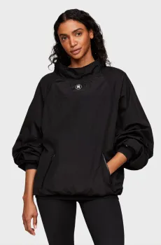 Женская черная ветровка SMD SHINE OVERSIZED POPOVER JKT Черный S-M Tommy Hilfiger WW0WW41134