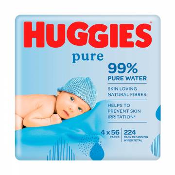 Детские влажные салфетки Huggies Pure для младенцев,4*56 шт Детские влажные салфетки Huggies Pure для младенцев,4*56 шт
