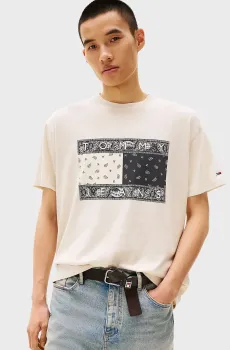 Мужская бежевая футболка TJM RLX PAISLEY FLAG Бежевый XL Tommy Jeans DM0DM20810