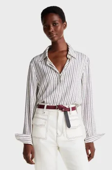 Женская белая блуза в полоску VIS TWILL REGULAR LS SHIRT Белый XS Tommy Hilfiger WW0WW44036