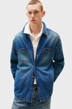 Мужская синяя джинсовая рубашка DENIM Синий S Tommy Jeans DM0DM21918