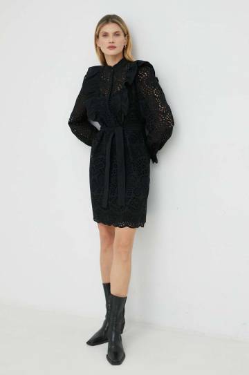 Хлопковое платье Bruuns Bazaar Sienna Kandra цвет чёрный mini прямое Хлопковое платье Bruuns Bazaar Sienna Kandra цвет чёрный mini прямое