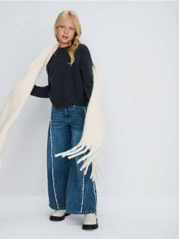 Джемпер з трикотажу в рубчик - антрацитовий