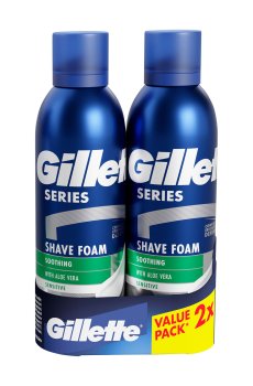 Пена для бритья Gillette Series для чувствительной кожи, с алоэ вера, 2*200 мл