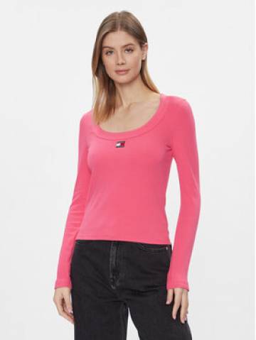 Tommy Jeans Блузка Tjw Slim Badge Rib Tee Ls DW0DW17397 Рожевий Slim Fit Tommy Jeans Блузка Tjw Slim Badge Rib Tee Ls DW0DW17397 Рожевий Slim Fit