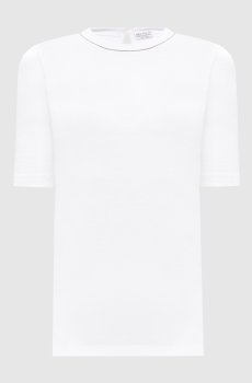 Белый топ в рубчике с цепочкой мониль