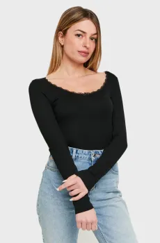 Женский черный лонгслив Черный M Tally Weijl STSCOLOWEN