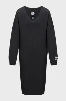 Женское темно-серое шерстяное платье Серый S DKNY D2G4A160