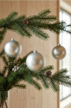 Набір з 3 ялинкових куль - срібний