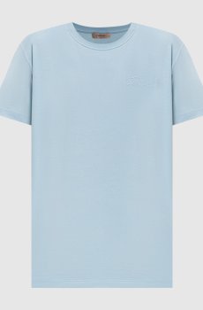 Голубая футболка с фактурным логотипом