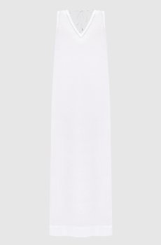 Белое платье из льна с цепочкой мониль