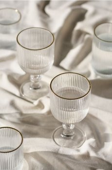 Набір рифлених келихів із золотою окантовкою, 4 шт. - clear