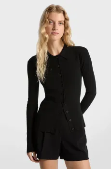 Женский черный кардиган FITTED RIBED LS BUTTON UP Черный M Michael Kors MR56135GW2