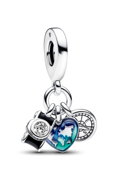 Намистина "Фотоапарат, серце та компас"