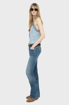 Женский голубой шелковый топ с узором Christy Голубой L ZADIG&VOLTAIRE WWCR01318_SKY