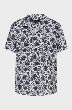 Мужская льняная рубашка с узором Разноцветный L Karl Lagerfeld 562626.605521;19