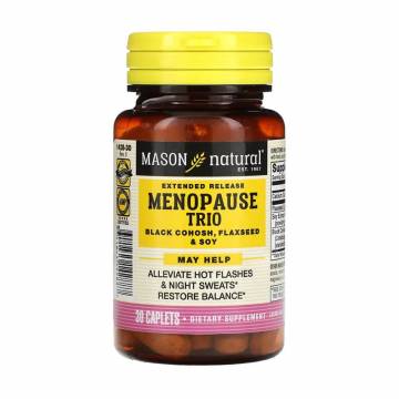 Поддержка при менопаузе Mason Natural Menopause Relief Black Cohosh, Flaxseed and Soy, 30 каплет Поддержка при менопаузе Mason Natural Menopause Relief Black Cohosh, Flaxseed and Soy, 30 каплет