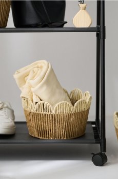 Плетений кошик для зберігання з хвилястим краєм - різнобарвний