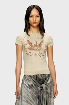 Женская бежевая футболка T-ROWEENA Бежевый S Diesel A18393 0JLBW