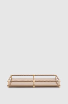 Коричневый лакированный поднос с кожей