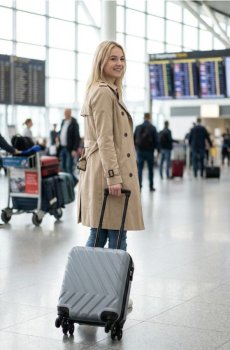 Кабінна валіза на колесах з тисненим візерунком - сірий